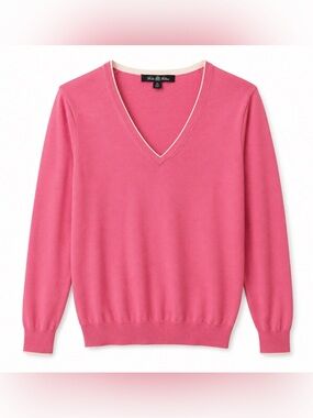 Brooks Brothers Women’s XL Pink Silk Cotton V-Neck Sweater Long Sleeve Preppy